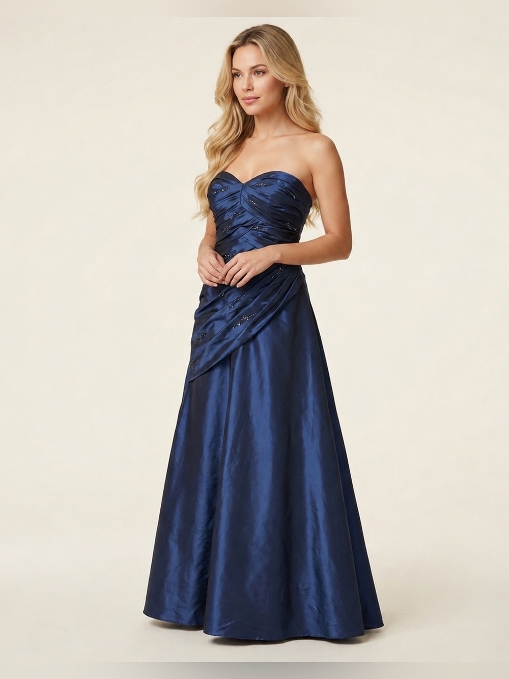 Cinderella Ball Gown Dress 16 Beaded Embellished Strapless Gathered Taffeta